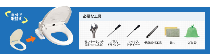 普通便座から洗浄便座の取付方法